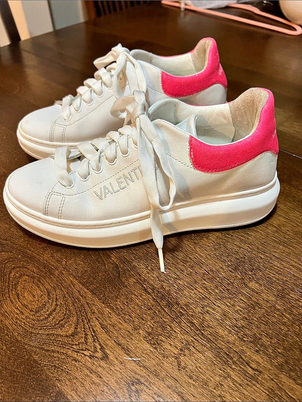 Valentino Women's White & Pink Sneakers US 7.5